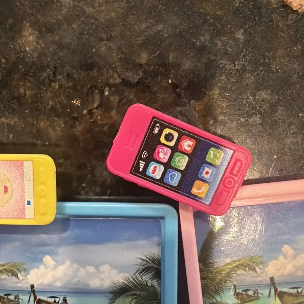 Miniature Laptop Doll House Decor Computer Diorama Barbie, And Cell Phone